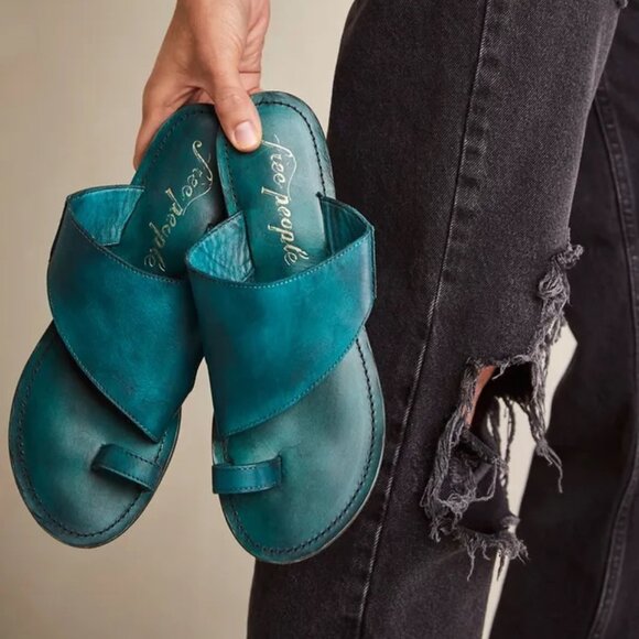 Free People Sant Antoni Slide - Turquoise - Picture 1 of 1